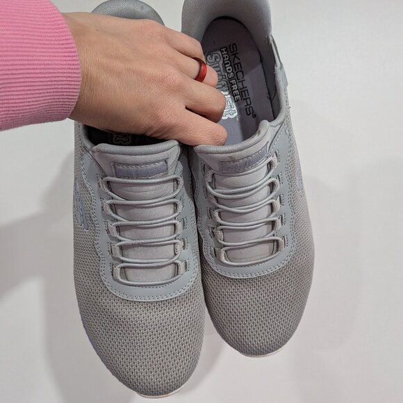 Skechers Hands Free Swift Fit Memory Foam Sneakers Grey Mauve Size 9 - Picture 2 of 6